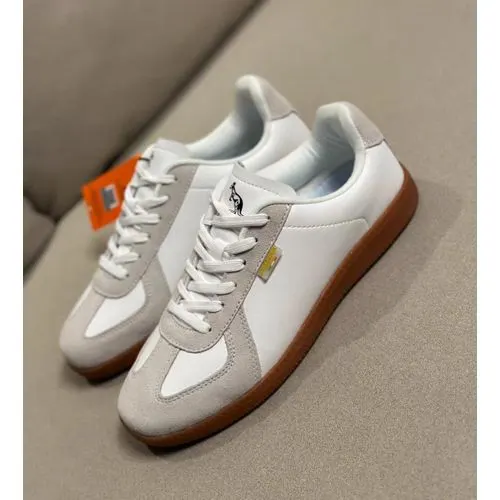 Alpina Baskets Femme Sneakers Style Gazelle En Cuir Véritable Freestyle Super Legere- Beige