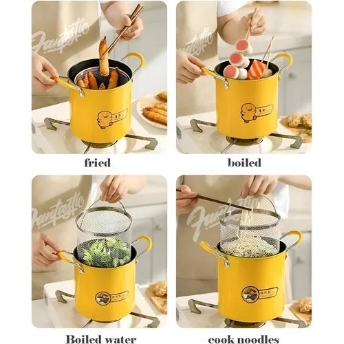 Mini Friteuse En Acier Inoxyd 2L Avec Couvercle Et Filtre À Huile