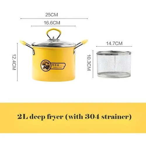 Mini Friteuse En Acier Inoxyd 2L Avec Couvercle Et Filtre À Huile