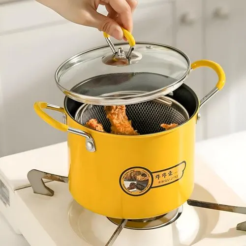 Mini Friteuse En Acier Inoxyd 2L Avec Couvercle Et Filtre À Huile