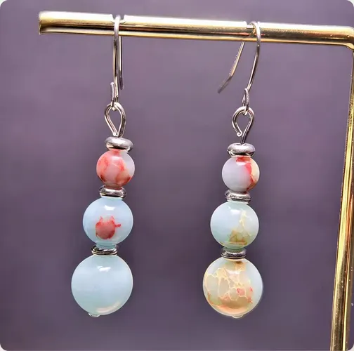 Boucles d'oreilles "Ciel Serein" en Opale Bleue