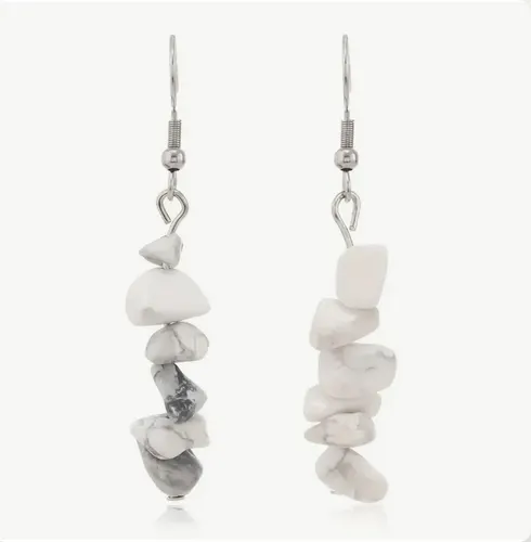 Boucles d'oreilles "Sérénité Blanche" en Howlite