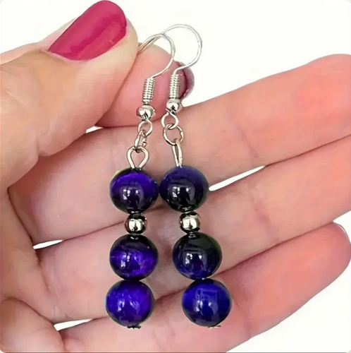 Boucles d'oreilles "Intuition Royale" en Œil de Tigre Violet