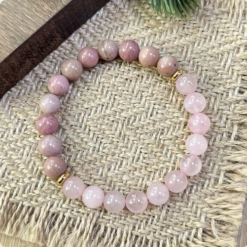 Bracelet Amour et Douceur – Quartz Rose et Rhodonite