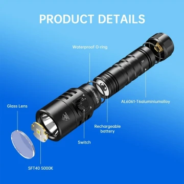 Lampe Torche SOFIRN SD03 - 1800 Lumen Chasse Sous Marine Plongée (Rechargeable)