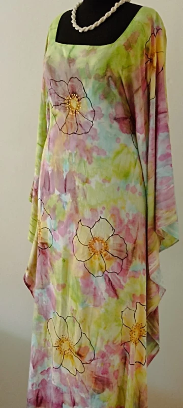 Robe saharienne tissu chèche entièrement peint à la main