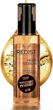 REDIST Sérum capillaire à la kératine à l'argan 125 ml pour le traitement anti-frisottis des cheveux secs, cassants et abîmés I Soin des cheveux à la kératine et à l'argan I Traitement de l'huile