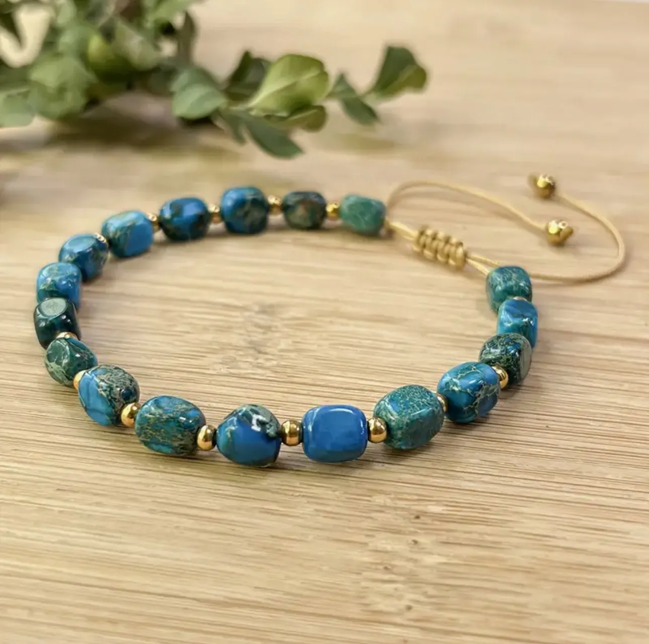 Bracelet Ajustable "Trésor du Lagon" en Jaspe Sédiment de Mer