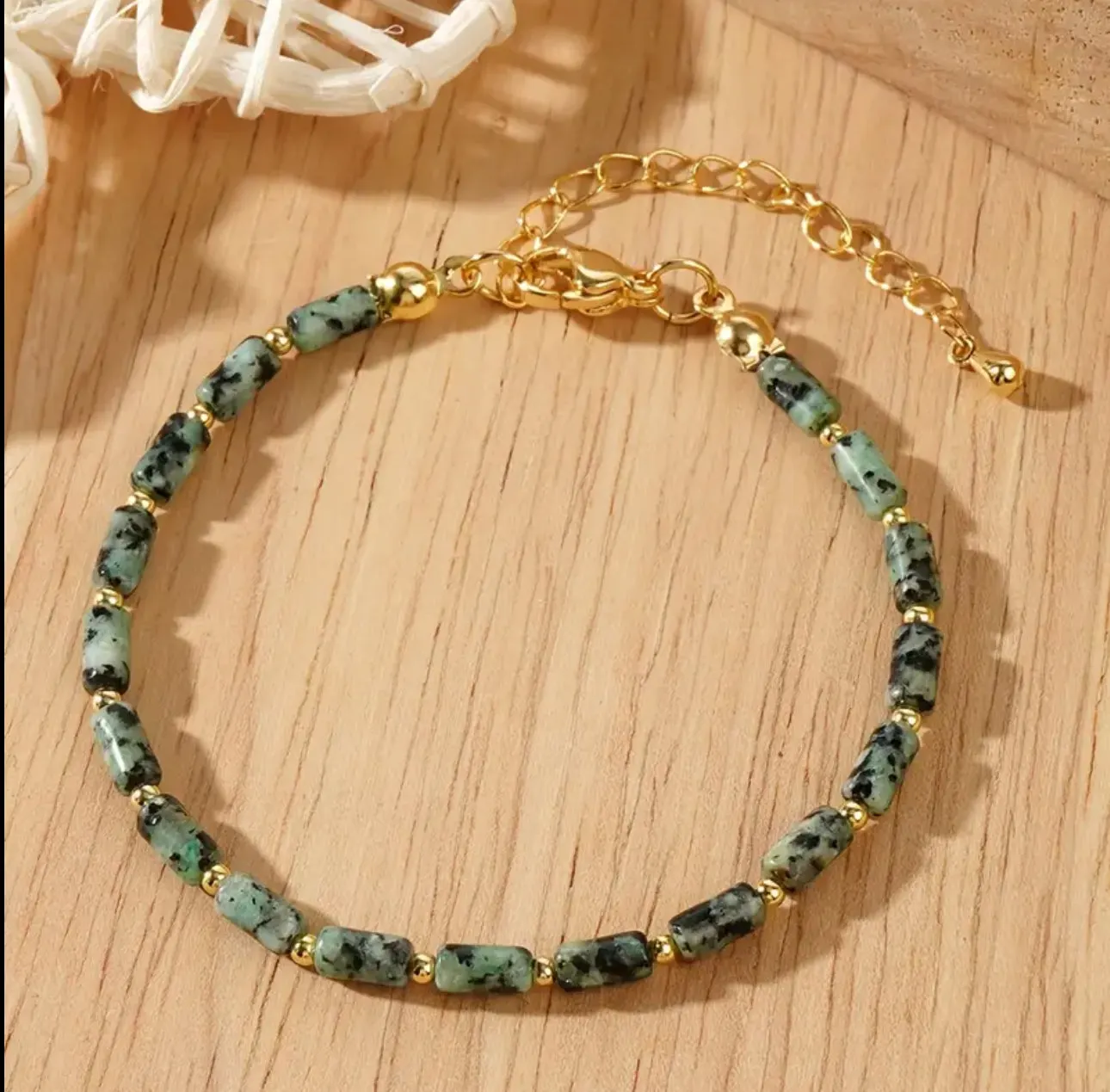 Bracelet Fin "Douce Harmonie" en Jaspe Kiwi