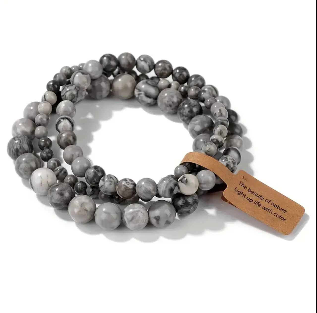 Set de 3 Bracelets "Créativité & Ancrage" en Jaspe Picasso