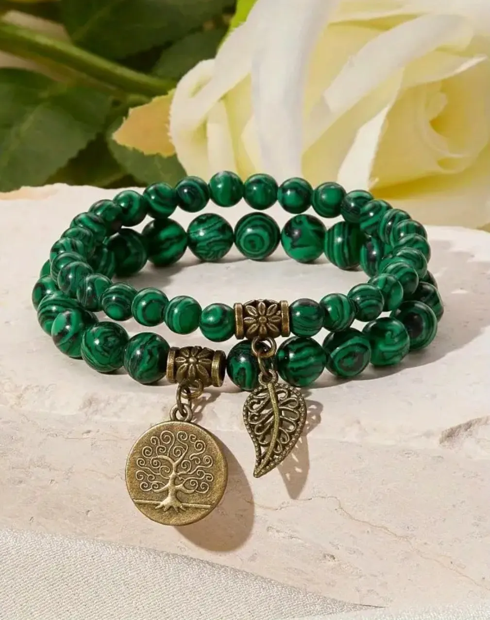 Bracelets Duo "Transformation Naturelle" en Malachite