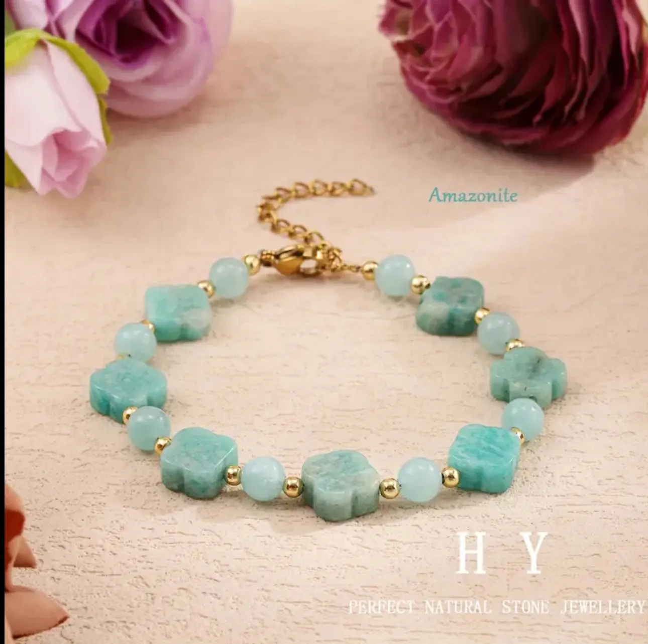 Bracelet "Trèfle de Chance" en Amazonite