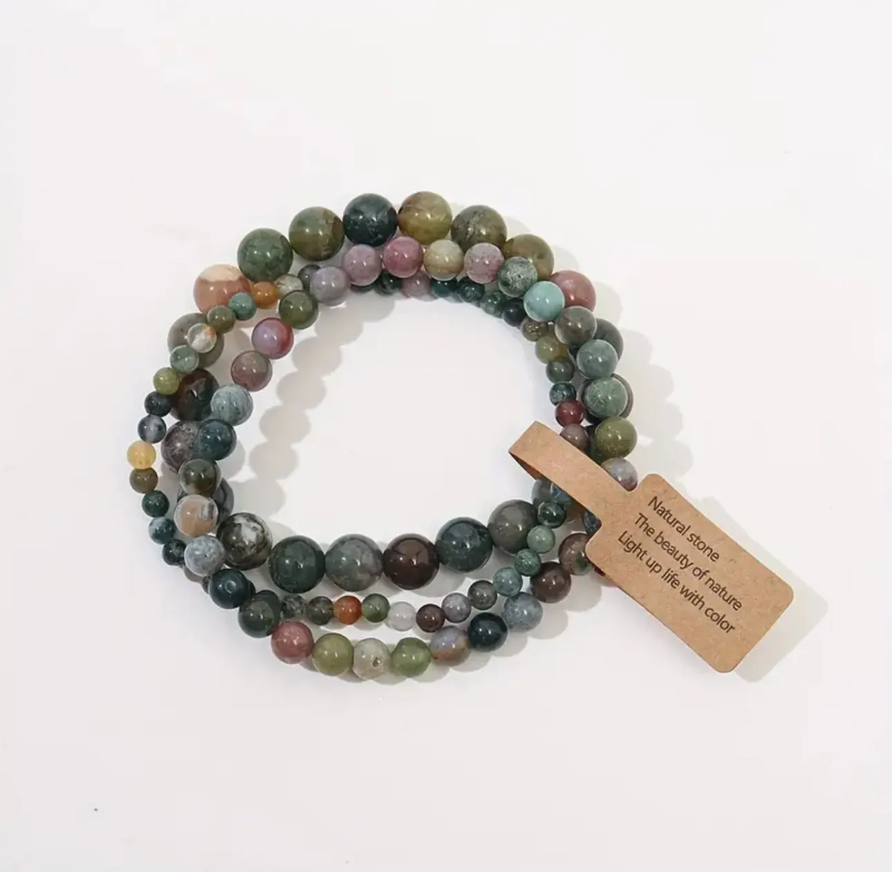 Set de 3 Bracelets "Sérénité Ancestrale" en Agate Indienne