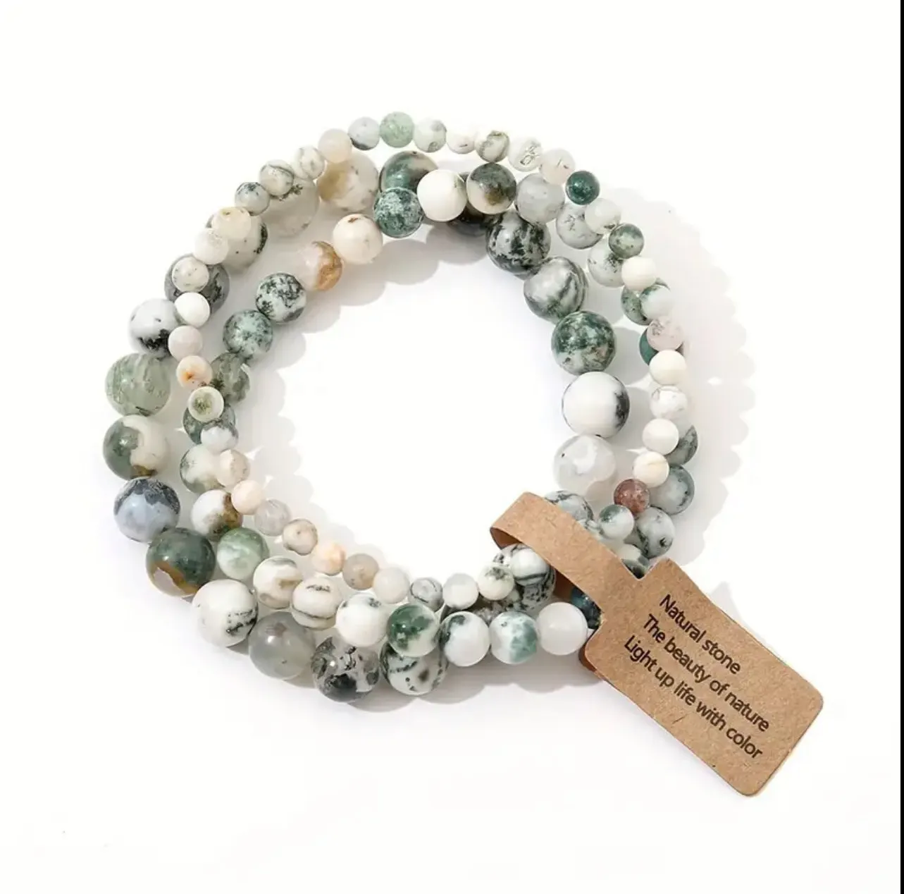Set de 3 Bracelets "Jardin Intérieur" en Agate Mousse