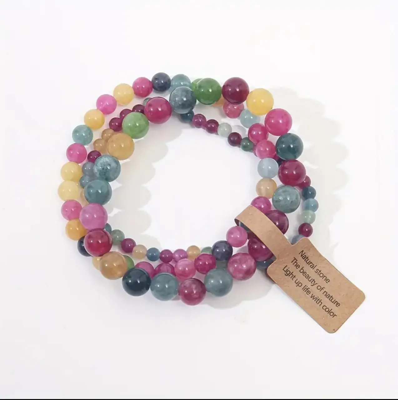Set de 3 Bracelets "Harmonie Vitale" en Tourmaline Multicolore
