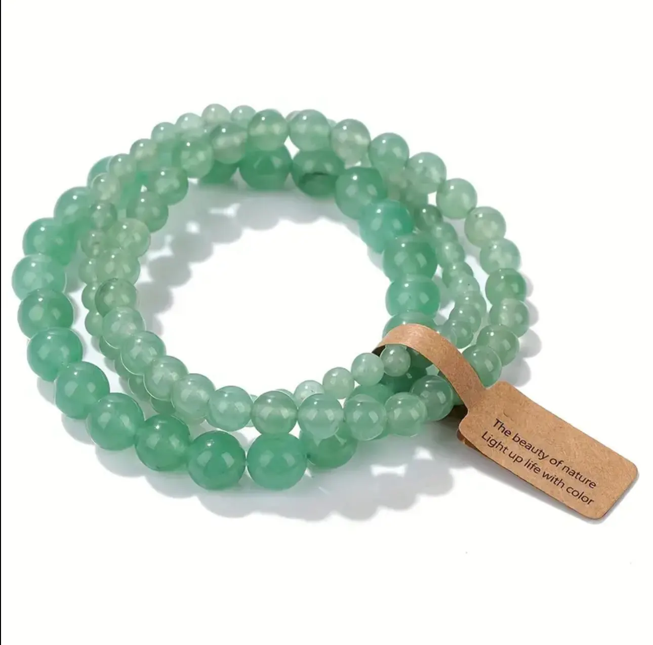 Set de 3 Bracelets "Chance & Sérénité" en Aventurine Verte