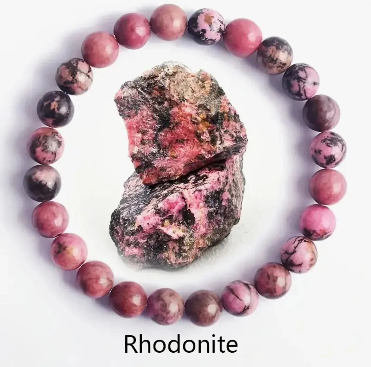 Bracelet "Équilibre du Cœur" en Rhodonite Naturelle