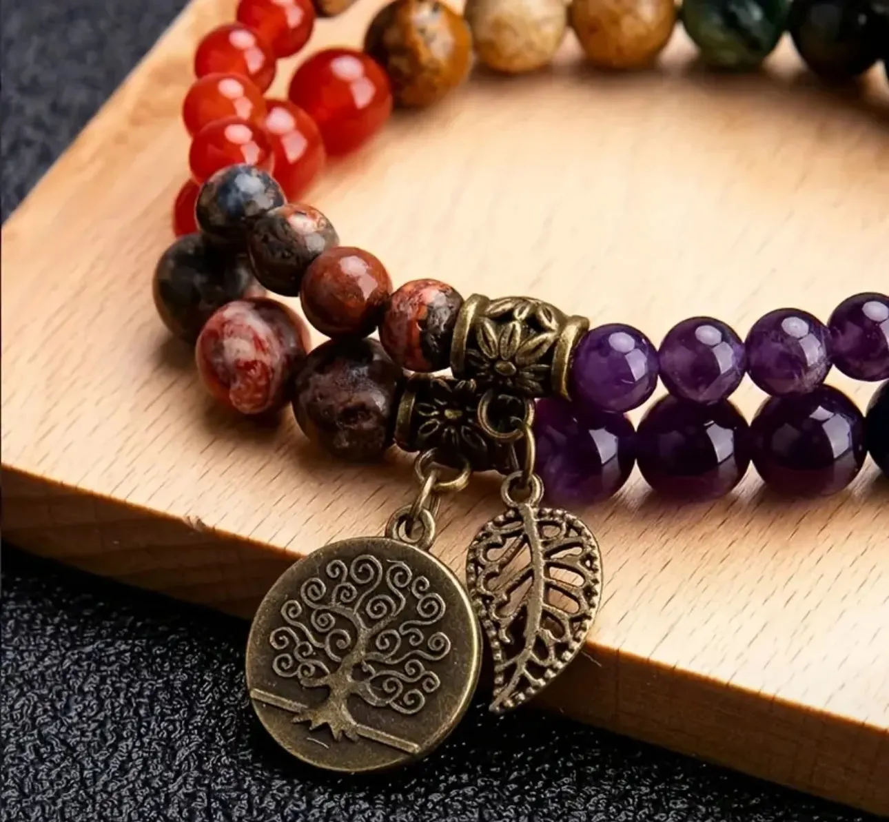 Duo de Bracelets "Harmonie des 7 Chakras" et Arbre de Vie