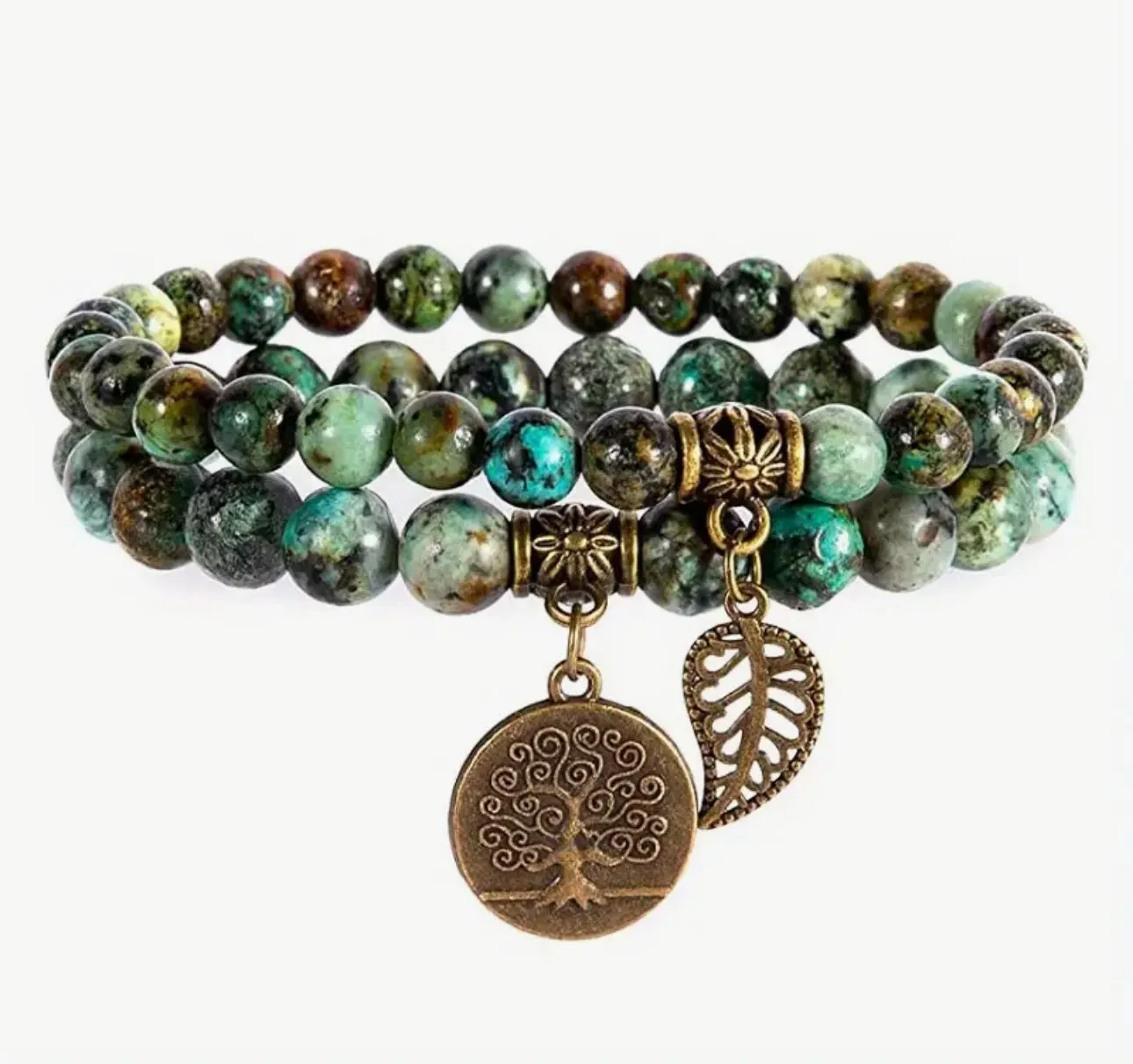 Bracelet Duo "Chemin de Vie" en Turquoise Africaine