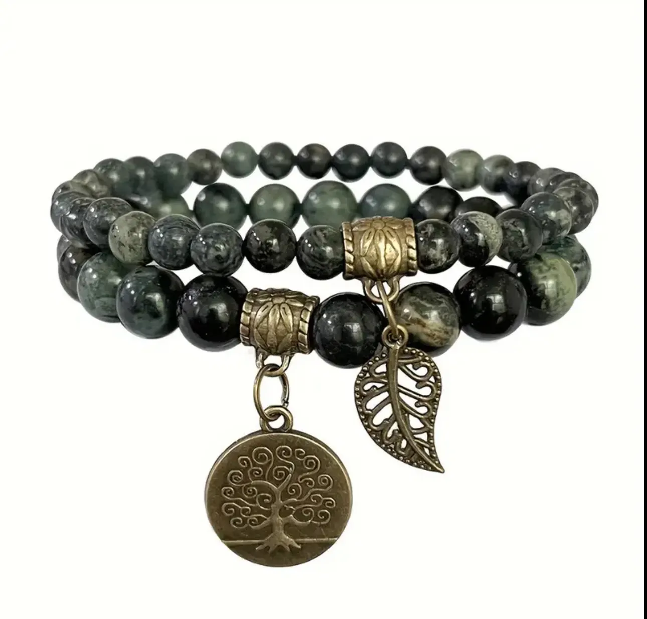 Bracelet Duo "Mémoire Ancestrale" en Jaspe Kambaba