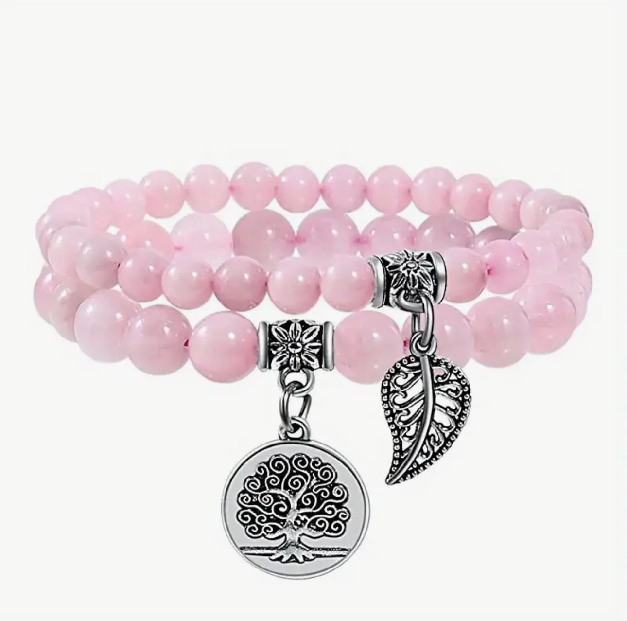 Bracelet Duo "Arbre d'Amour" en Quartz Rose