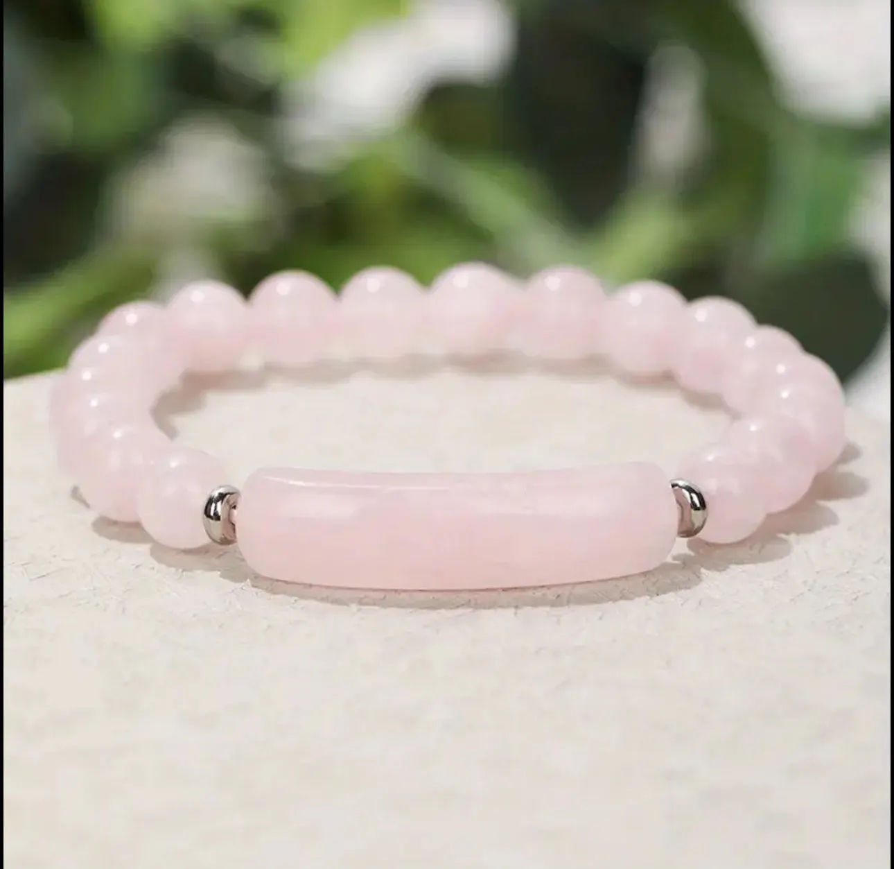 Bracelet "Cœur Tendre" en Quartz Rose
