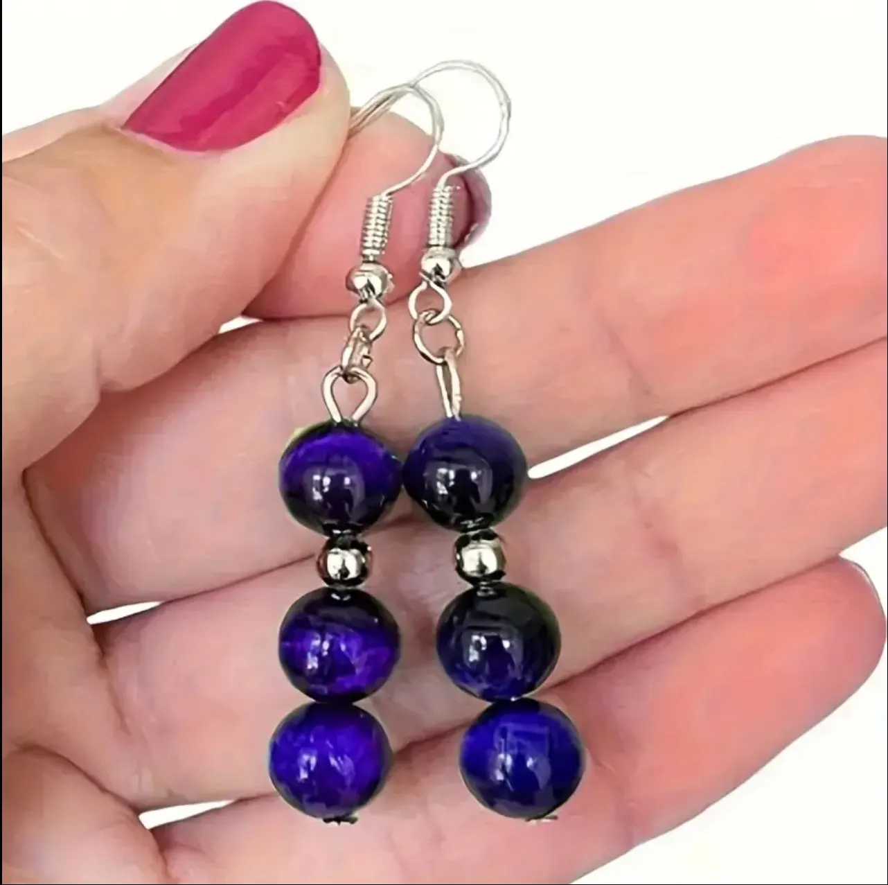 Boucles d'oreilles "Intuition Royale" en Œil de Tigre Violet