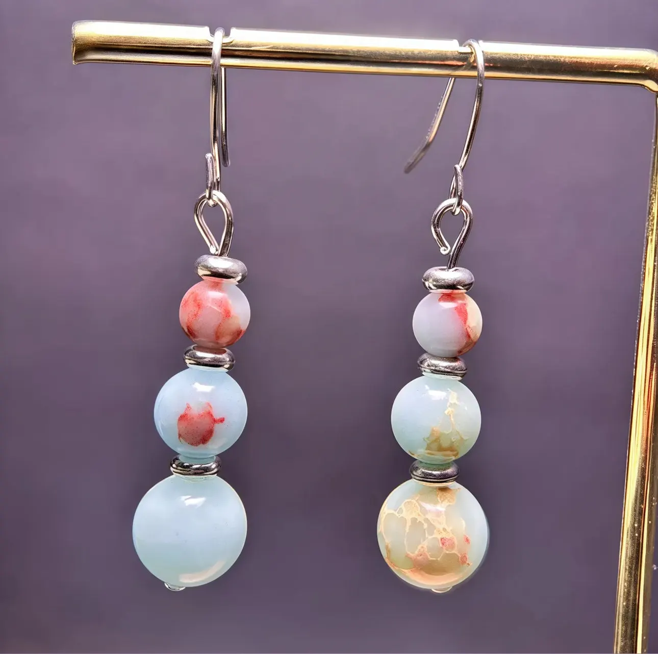 Boucles d'oreilles "Ciel Serein" en Opale Bleue