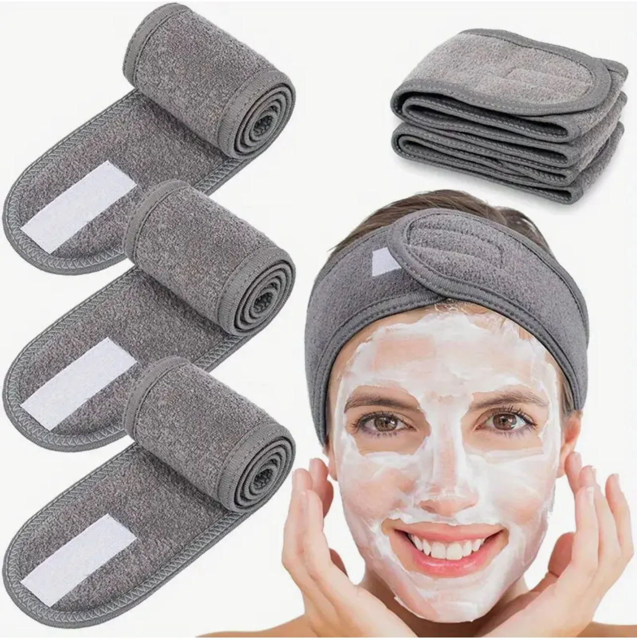 Bandeau de soin réglable pour visage et maquillage
