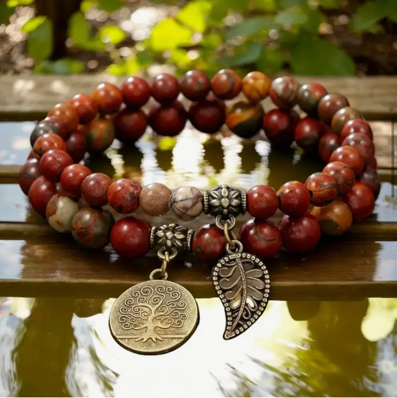 Duo de Bracelets "Racines de la Terre" en Jaspe Rouge