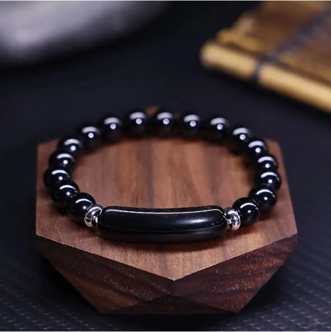 Bracelet "Force & Équilibre" en Onyx Noir