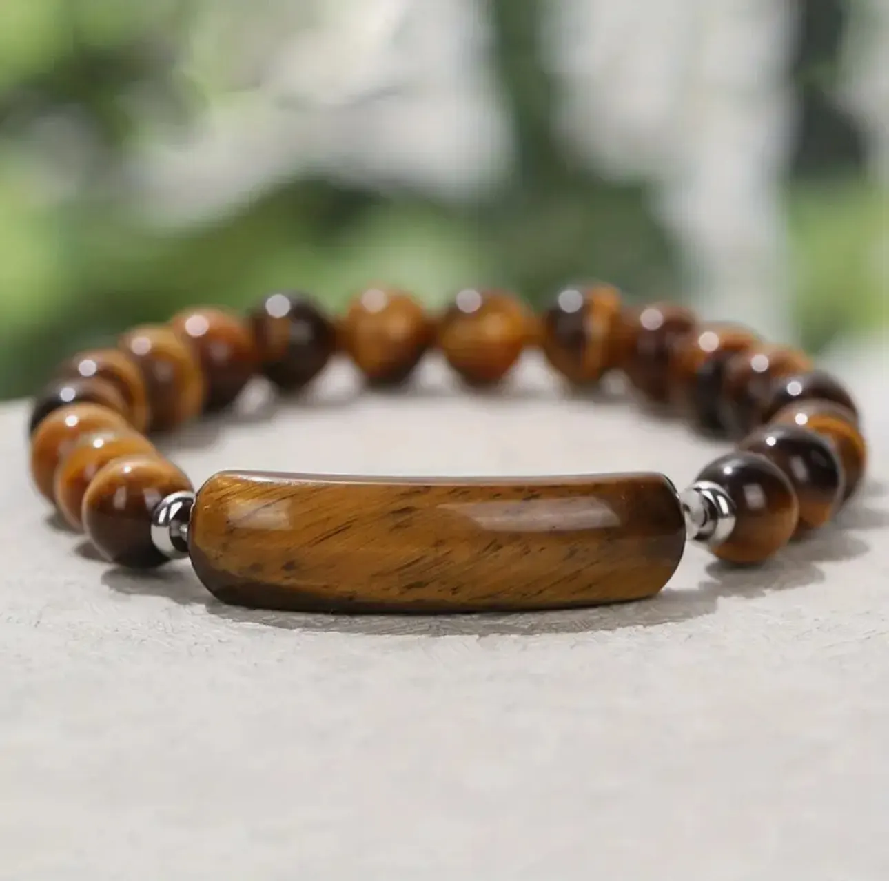 Bracelet "Force & Courage" en Œil de Tigre Naturel