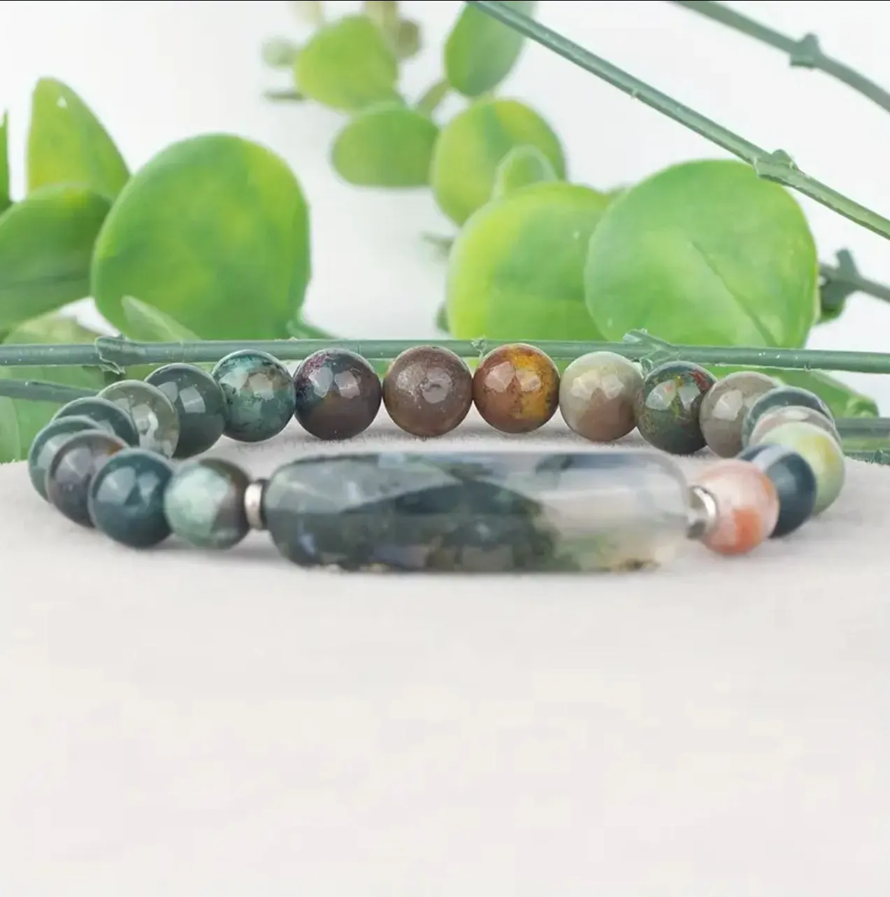 Bracelet "Jardin Secret" en Agate Mousse Naturelle