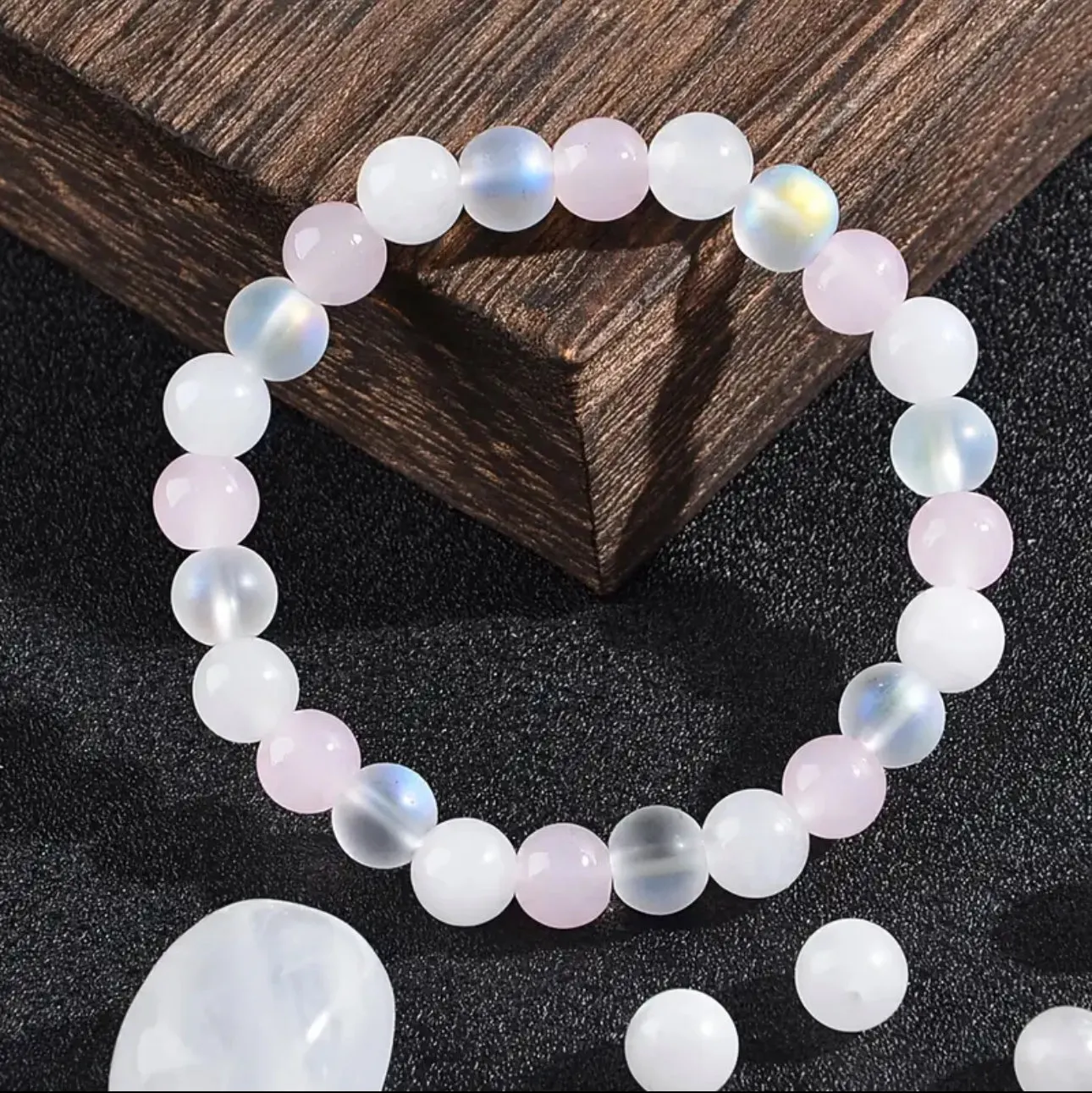Bracelet "Douceur Lunaire" en Quartz Rose et Pierre de Lune