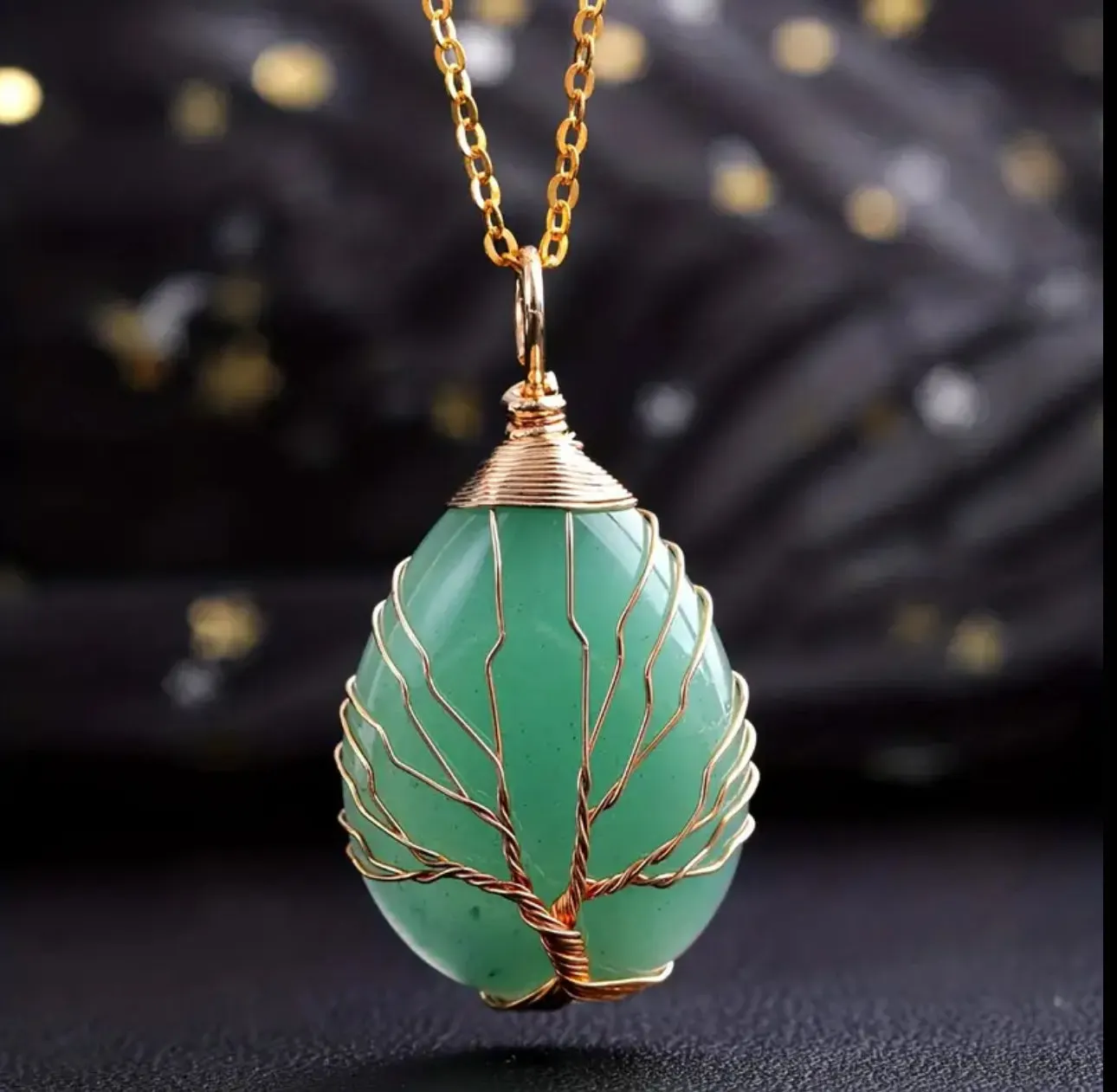 Collier “Arbre d’Émeraude” en Aventurine Verte