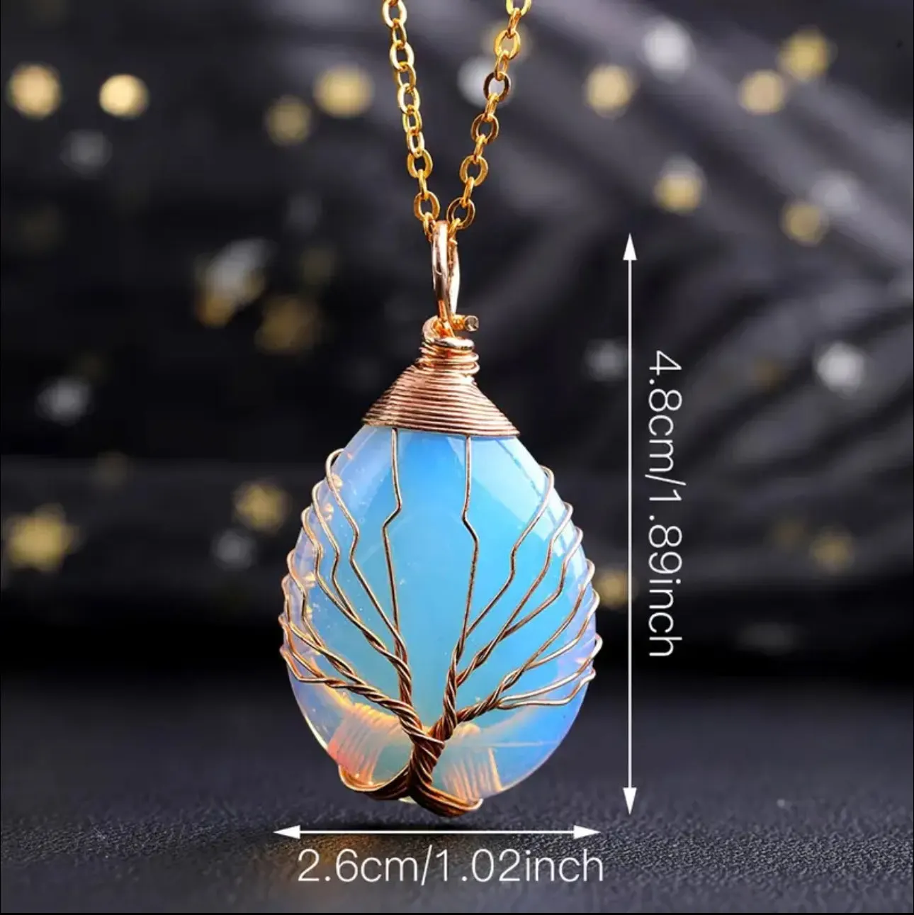 Collier “Arbre de Lumière” en Opale Bleue