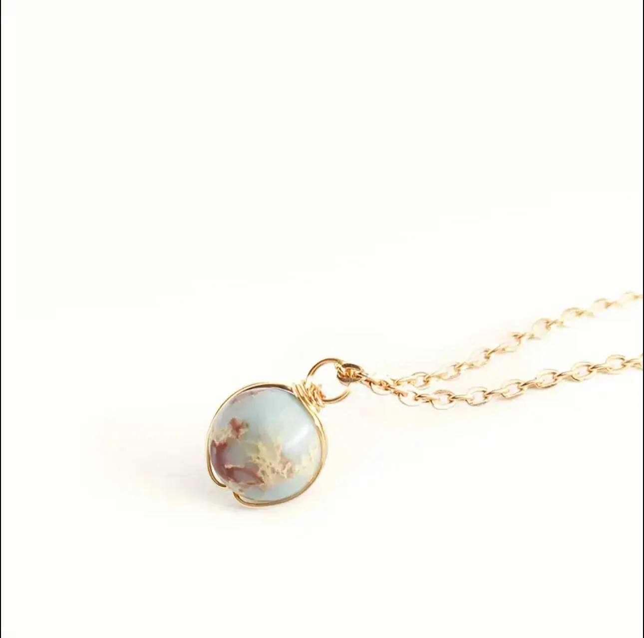 Collier Pendentif Agate Océan – Sérénité et Élégance
