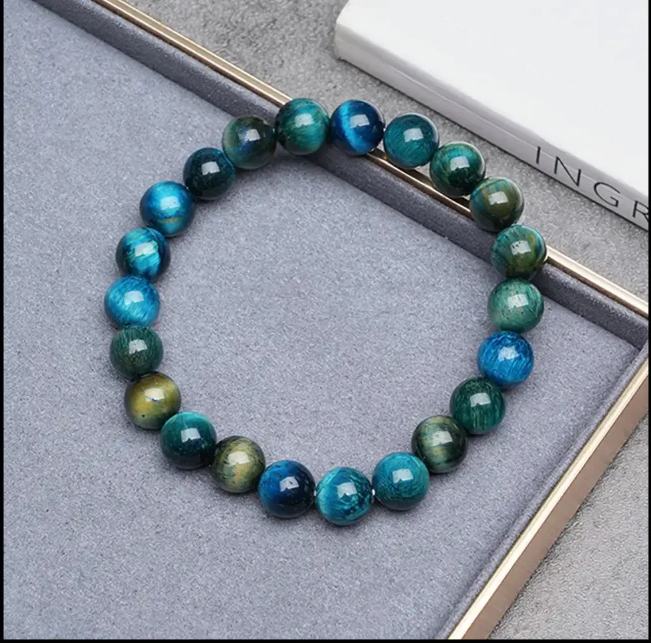 Bracelet en Pierre de Tigre Bleu-Vert – Équilibre et Harmonie