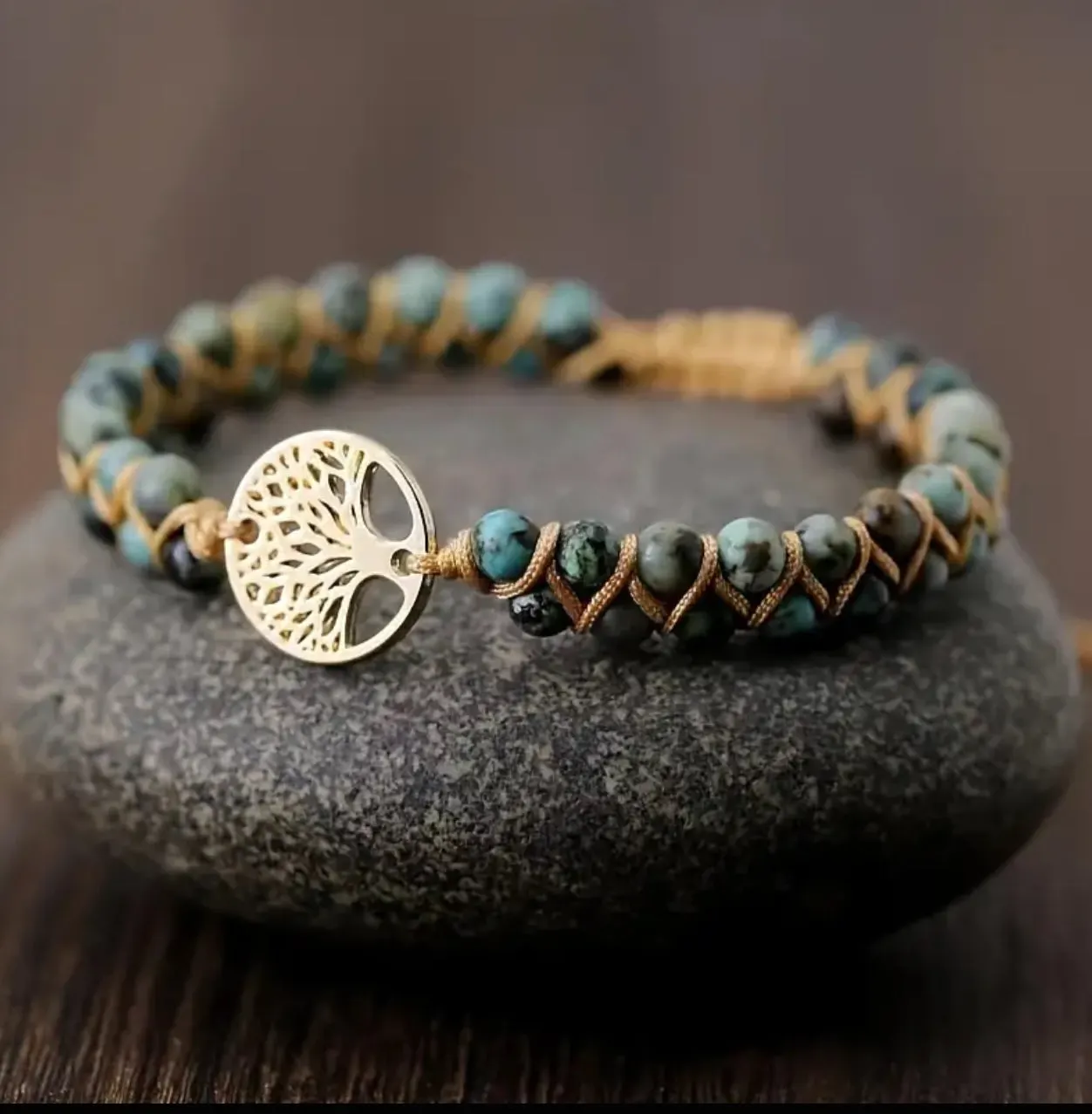 Bracelet Arbre de Vie en Pierres Naturelles – Tressage Macramé