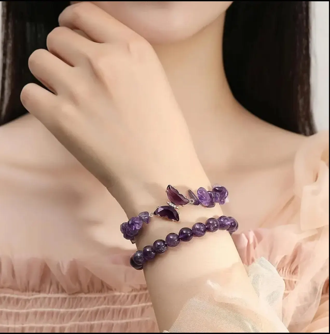 Bracelet Duo en Améthyste – Sérénité, Protection et Élégance