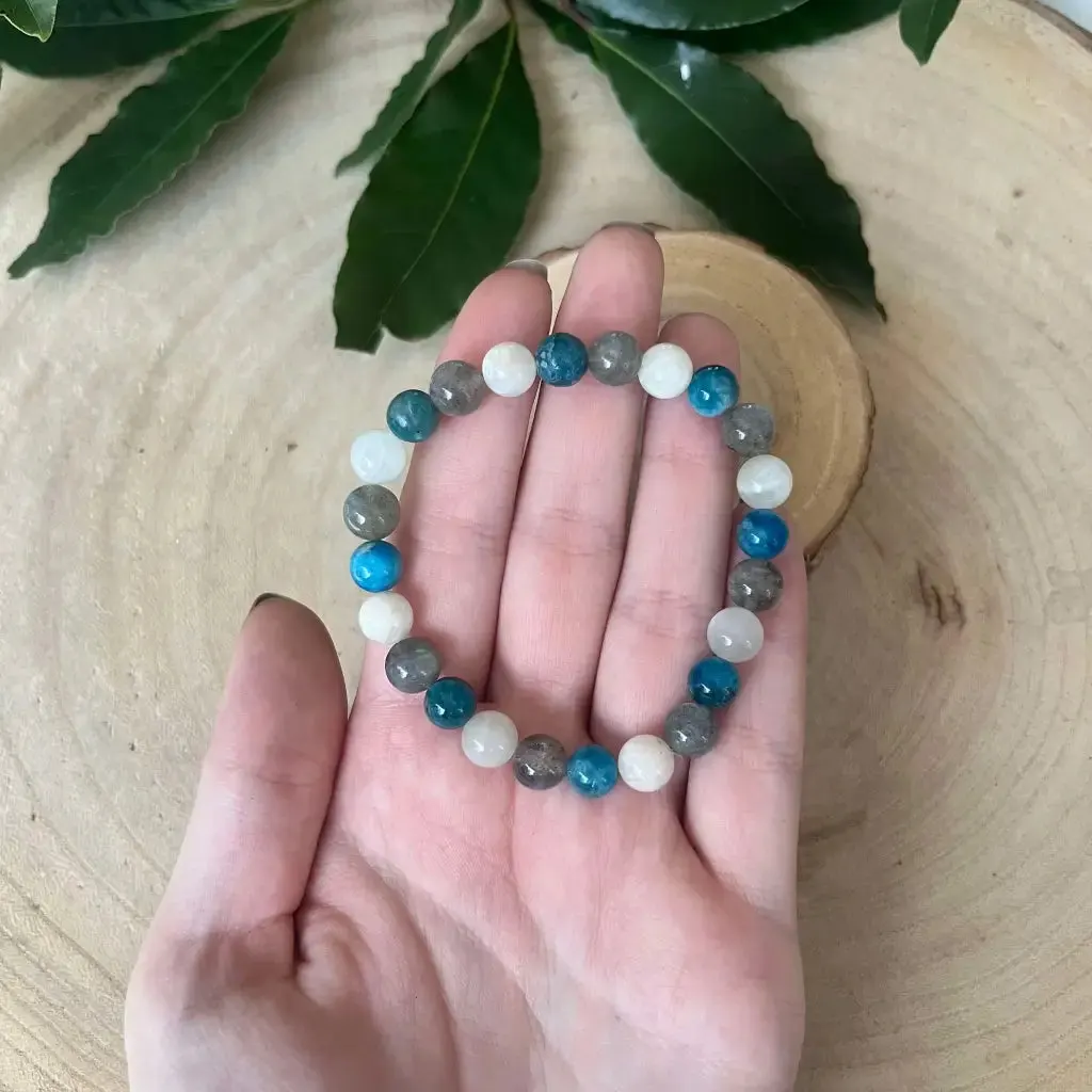 Bracelet en Quartz Rose, Lapis Lazuli et Labradorite – Sérénité et Clarté Mentale