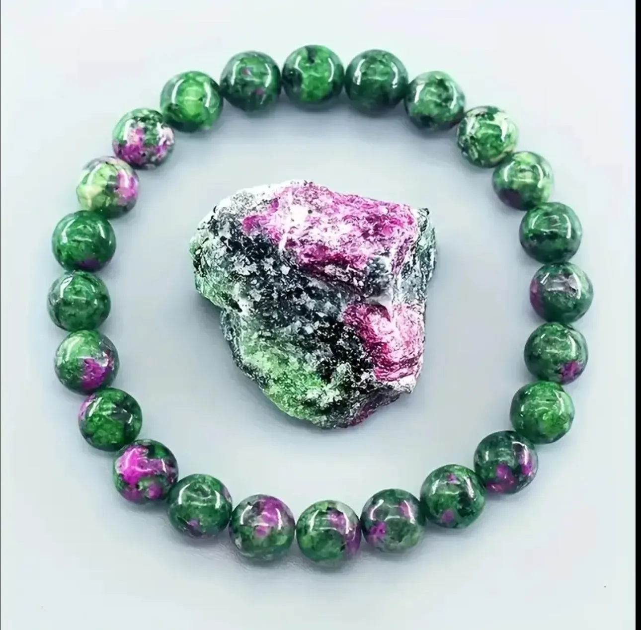 Bracelet Équilibrant en Rubis sur Zoïsite