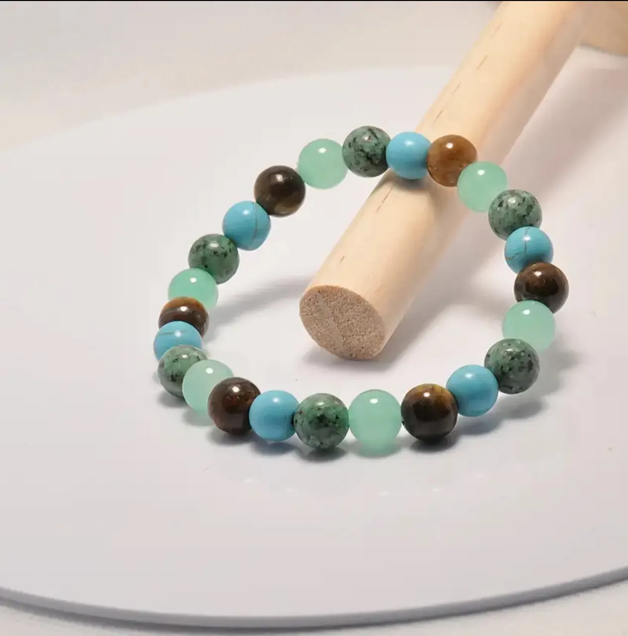 Bracelet Énergétique en Pierres Naturelles - Turquoise, Jade et Œil de Tigre