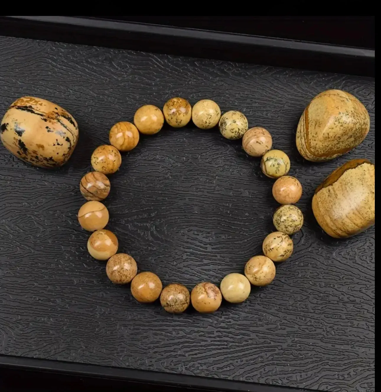 Bracelet Énergie Naturelle – Perles de Jaspe Paysage