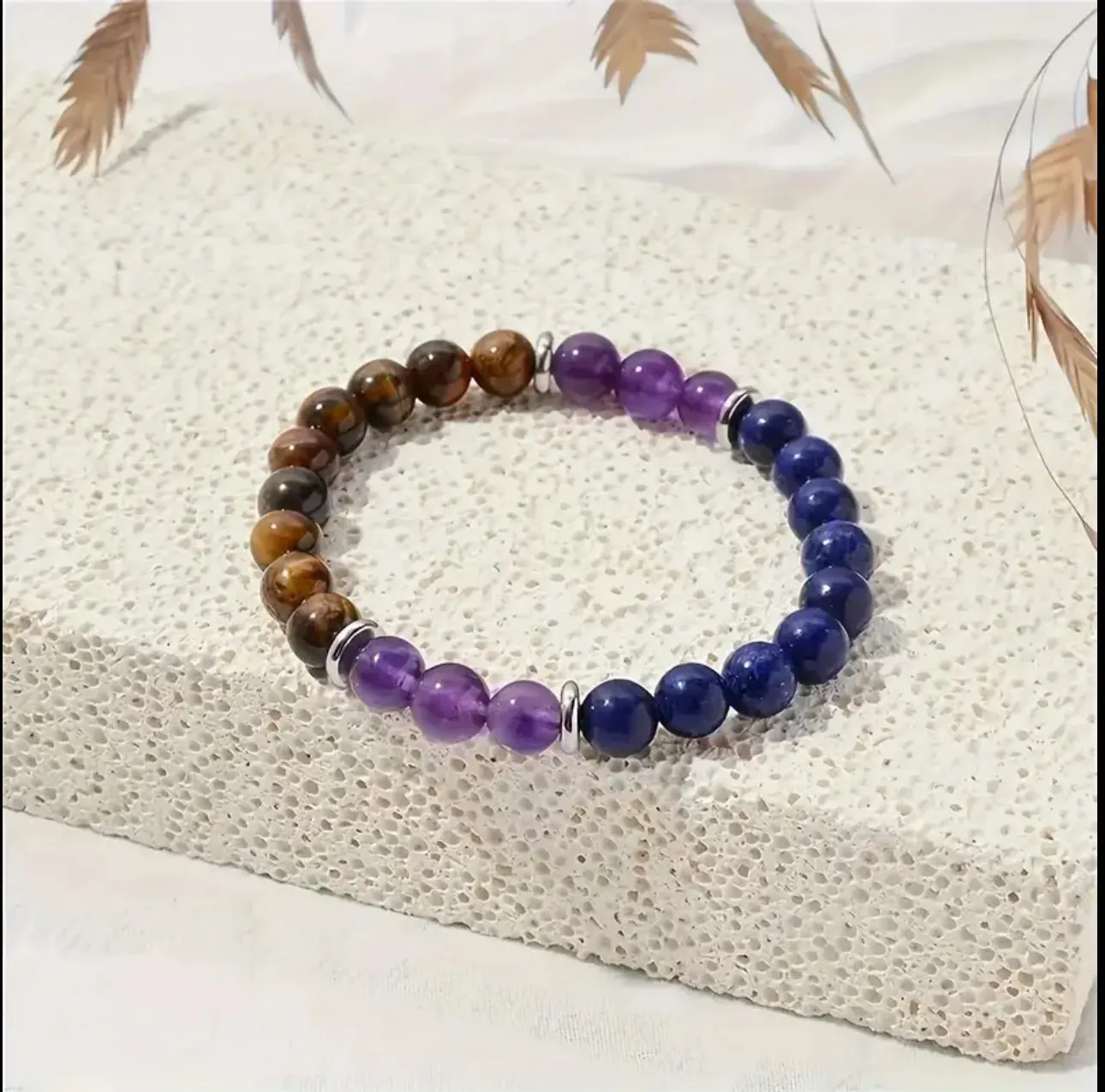 Bracelet en Lapis-Lazuli, Améthyste et Œil de Tigre – Sagesse, Sérénité et Protection