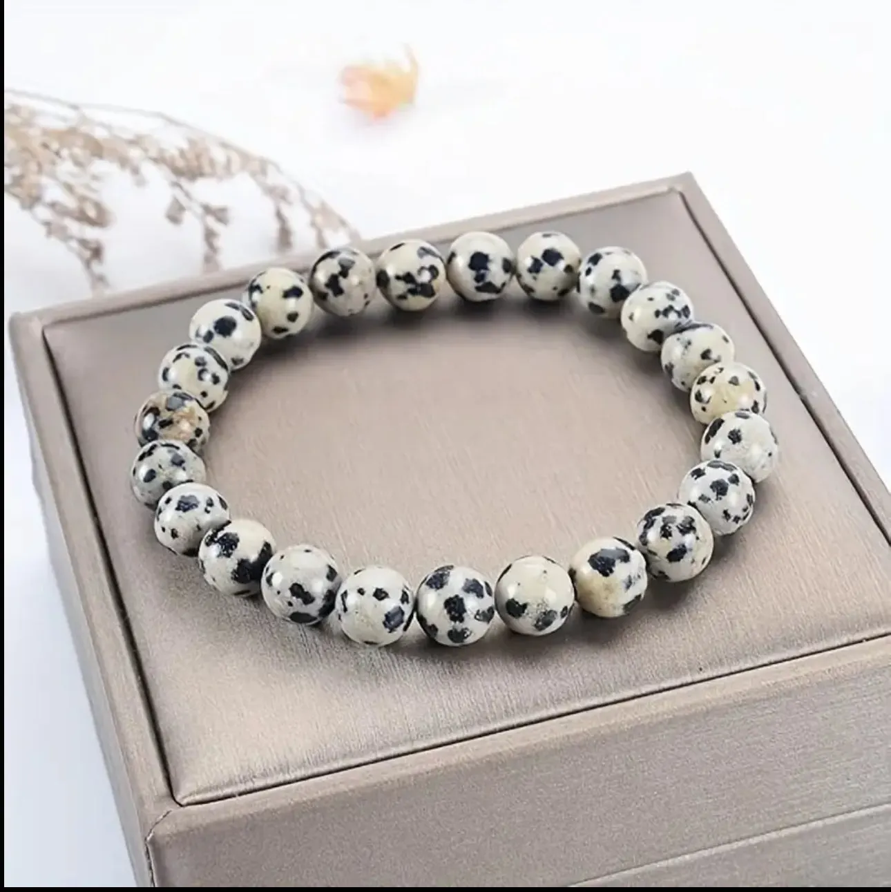 Bracelet en Jaspe Dalmatien – Optimisme et Joie de Vivre