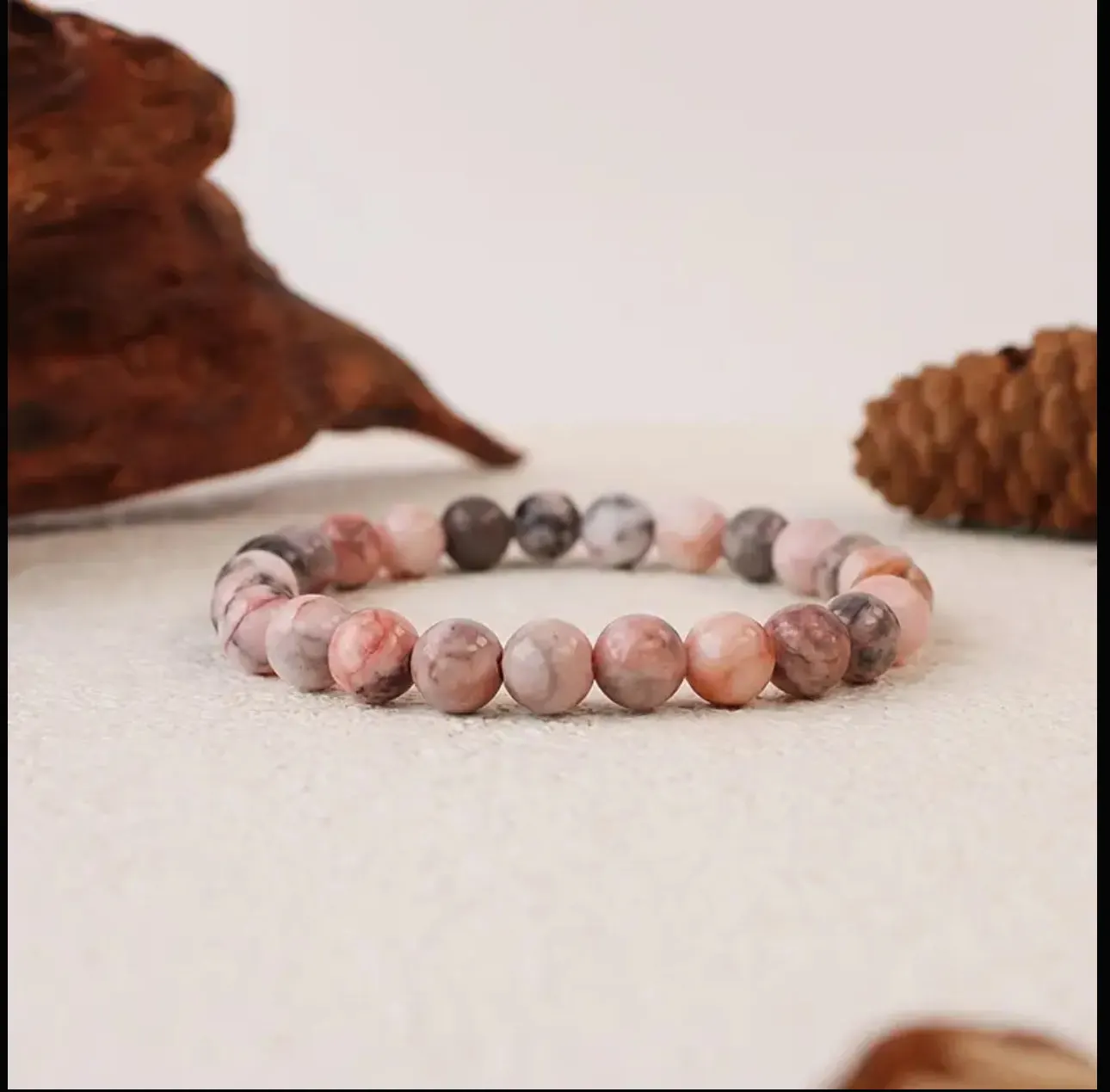 Bracelet « Douceur & Guérison du cœur » — Rhodonite