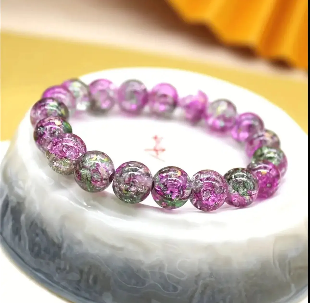 Bracelet « Éclat & Douceur » — Quartz Craquelé Rose