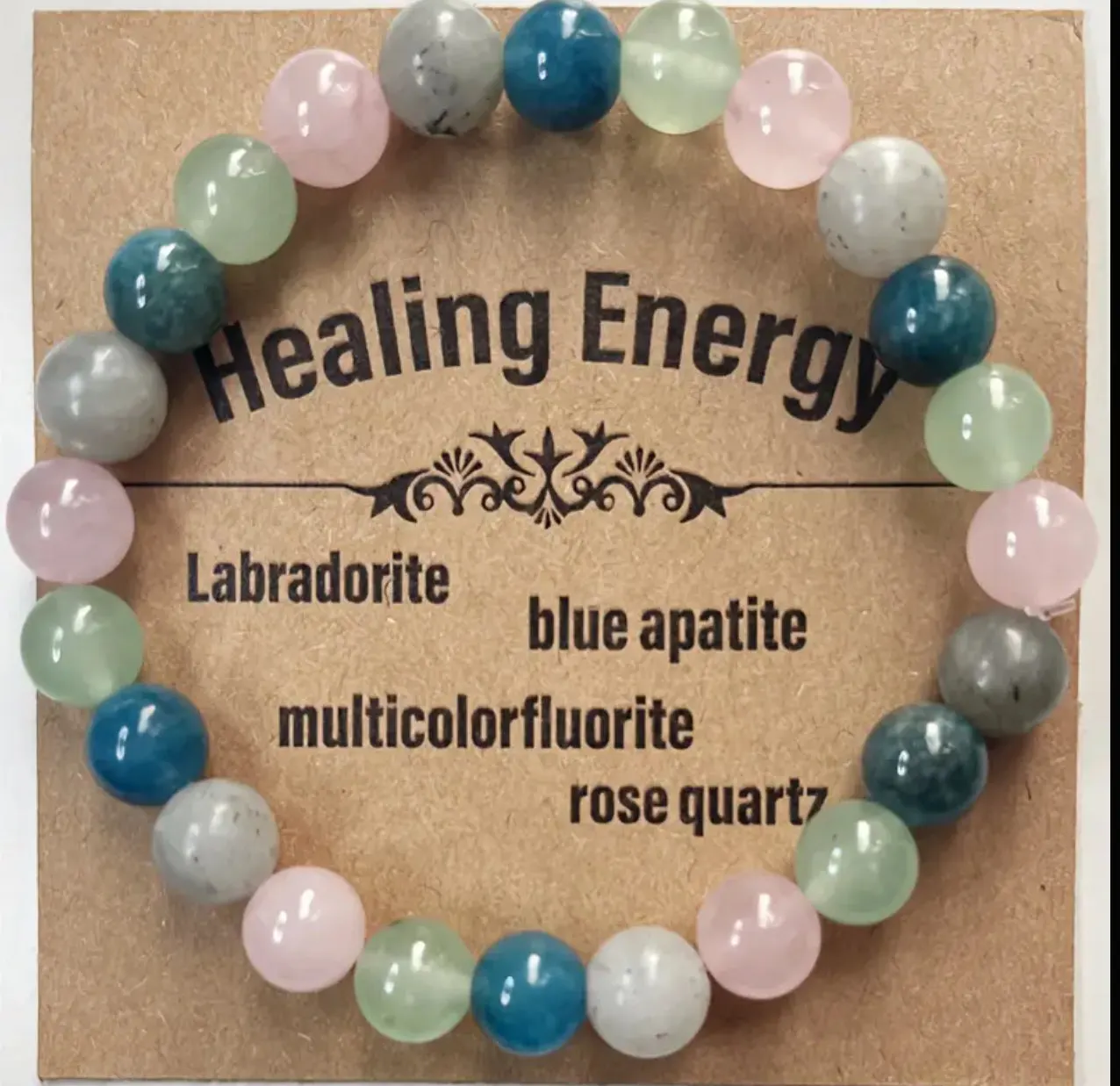 Bracelet « Harmonie & Équilibre » — Quartz Rose, Aventurine Verte, Labradorite & Apatite