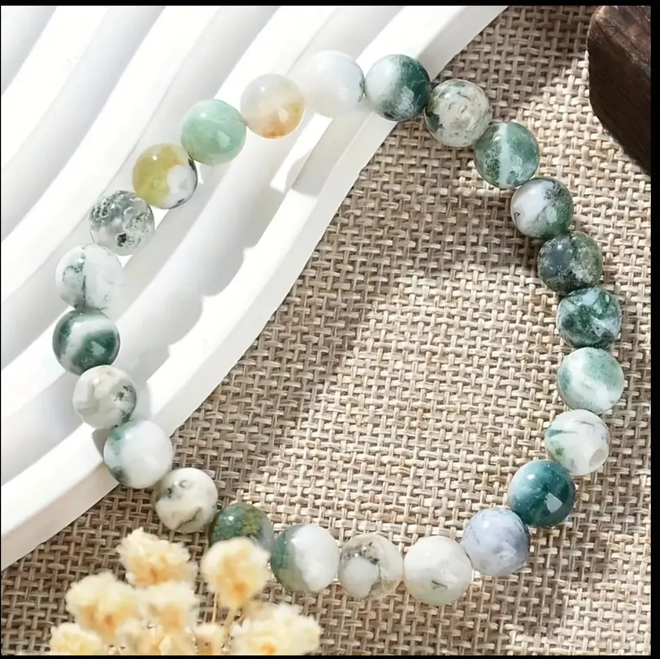 Bracelet en Agate Mousse
 – Sérénité & Nettoyage Énergétique